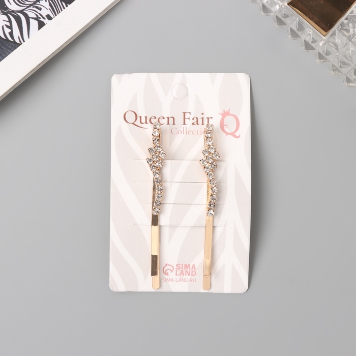 Невидимка для волос &laquo;Дилис&raquo; (набор 2 шт) цветок, 6 см, золото