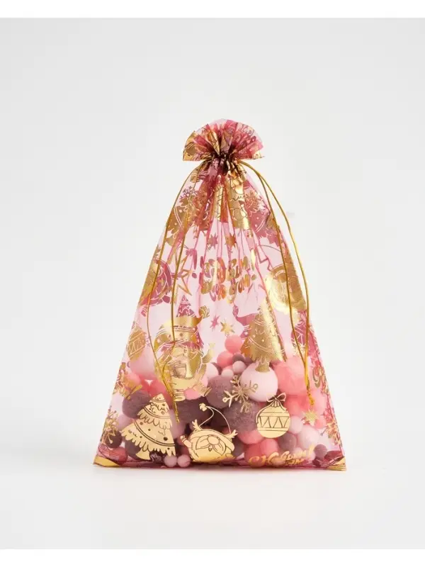 Мешочек подарочный органза &laquo;С Новым годом!&raquo;, 20 &times; 30 см