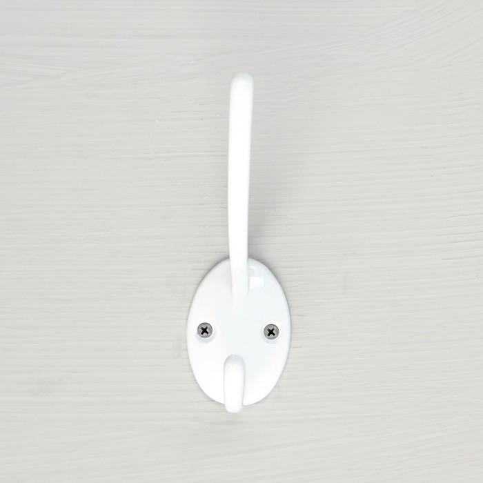 Крючок мебельный ТУНДРА TKD012, двухрожковый, белый