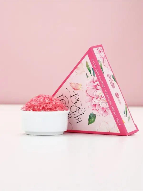 Чистое счастье Женский набор соли в коробке торте, нежный пион, 150 гр