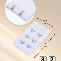 Застёжка для бюстгальтера, удлинитель, 3 ряда 2 крючка, 3.2&times;5 см, белая