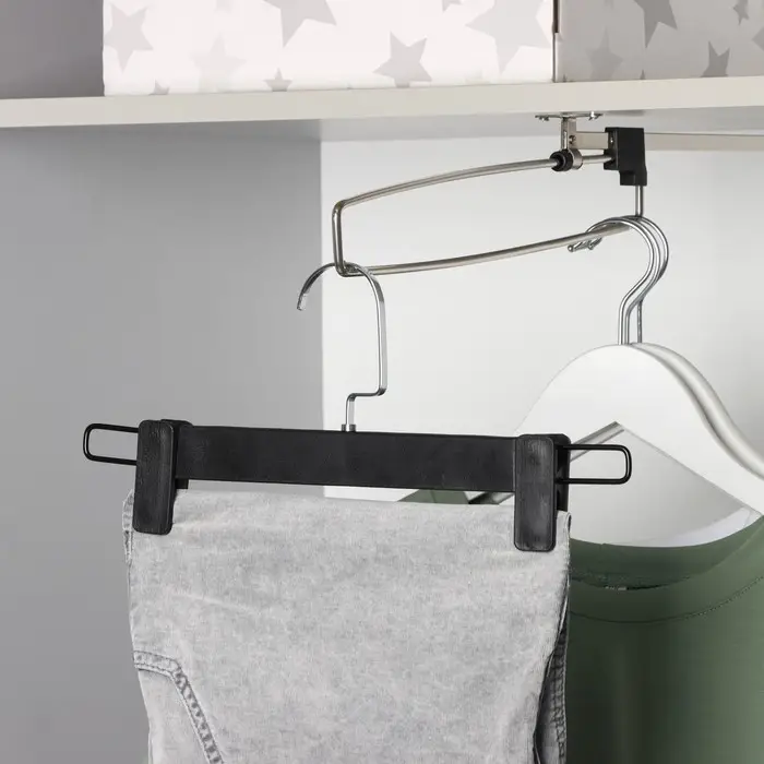 Вешалка для брюк и юбок с зажимами Доляна, 30&times;17 см, цвет чёрный