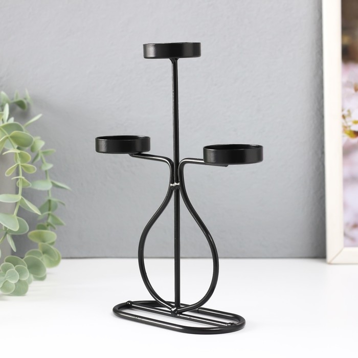 Подсвечник металл на 3 свечи "Бутылочка" d=4 см чёрный 15,5х6х21 см