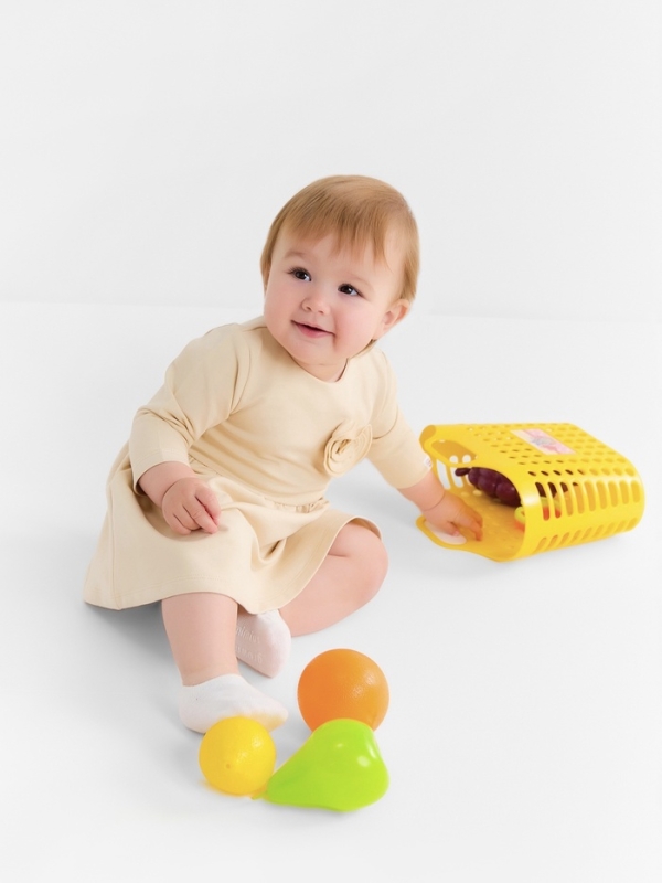 Платье для девочки MINAKU "Nature", цвет бежевый, рост 62-68 см