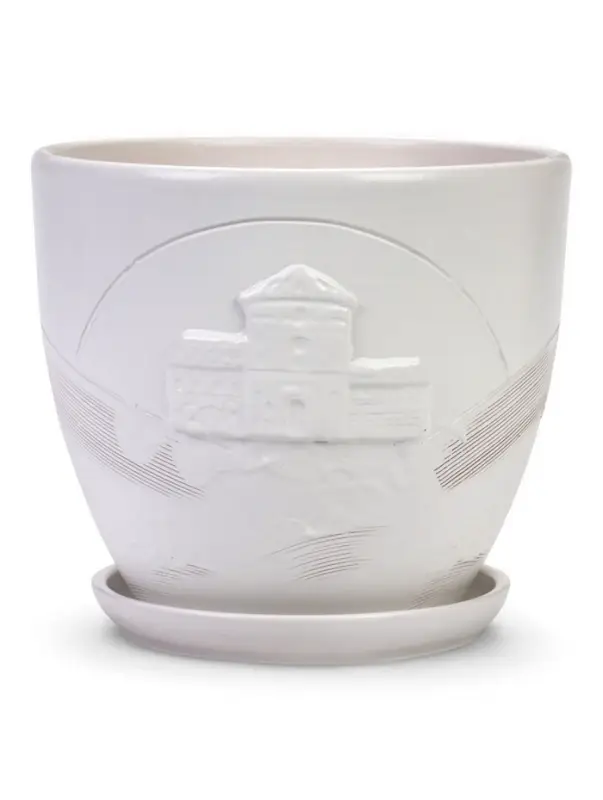 Горшок цветочный с поддоном 5 л, d122/h19,5 см белый керамика, "Голландия" (М)