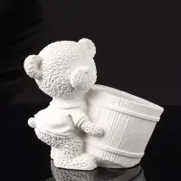 Кашпо "Медведь с горшочком" 9х10х6 см, натуральный