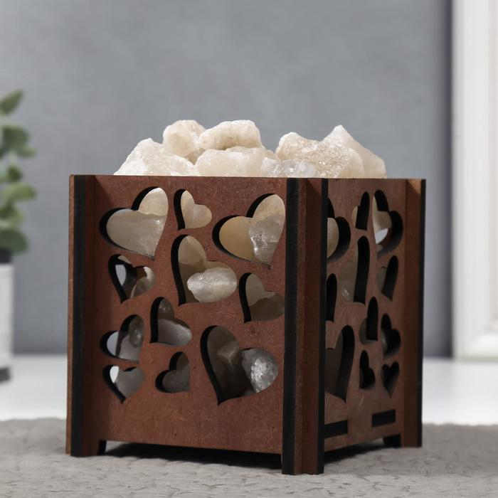 Соляной светильник с диммером Соляной светильник с диммером "Корзина. Сердца" 1,8кг, 15Вт, 15х12х12 см