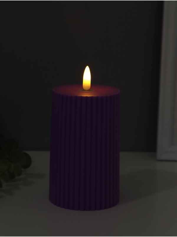 Ночник свеча Ночник свеча "Уют" LED 3xААА сиреневый 7,5х7,5х12,5см