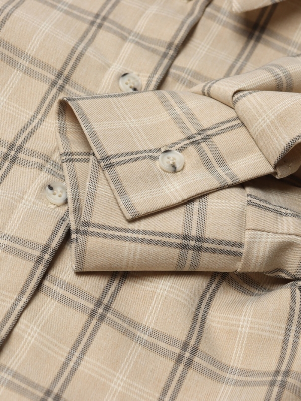 Рубашка женская MINAKU: Casual Collection цвет бежевый в клетку, р-р 50