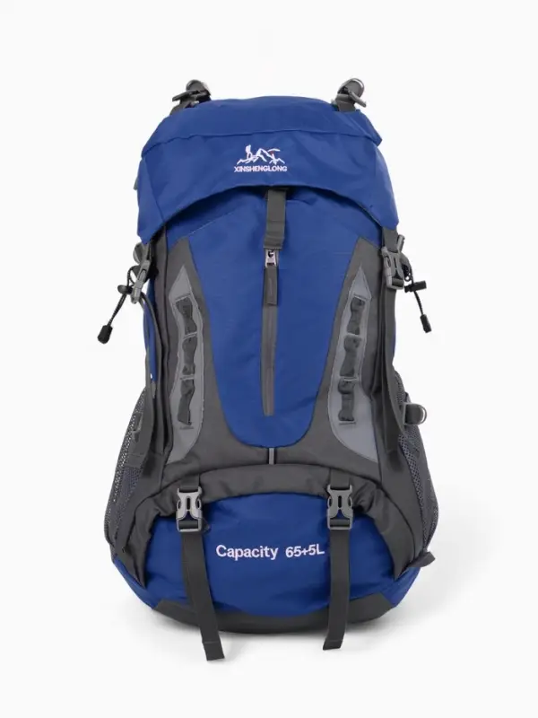 Рюкзак тур 65+5л, 30*20*53, отдел на шнурке, 5нар+2вн кармана, цвет синий
