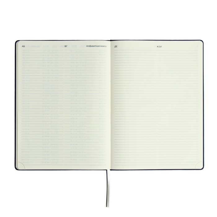 Еженедельник датированный 2024 года, A4, 64 листа, deVENTE.Emblem, твёрдая обложка из искусственной кожи с поролоном, ляссе, кремовый блок 70 г/м2, синий