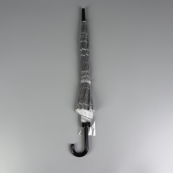 Зонт - трость полуавтоматический &laquo;Газета&raquo;, 8 спиц, R = 47/54 см, D = 108 см, цвет серый