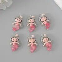 Подвеска для творчества пластик "Русалочка с серыми волосами" 3,4х2,1х0,6 см