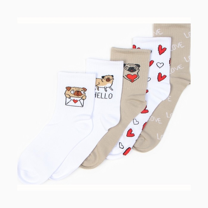 Набор женских носков KAFTAN "Love you&ldquo; 5 пар, размер 36-39 (23-25 см)