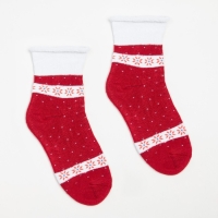 Носки женские махровые &laquo;Снежинки&raquo;, цвет бордо, размер 23-25