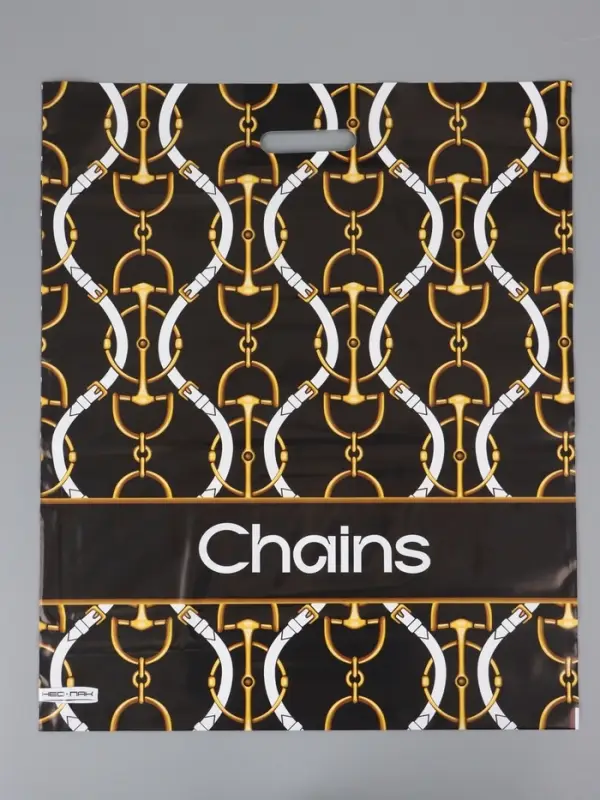 Пакет "Цепи, полиэтиленовый с вырубной ручкой 50х60 см, 100 мкм