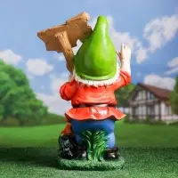 Садовая фигура из полистоуна &laquo;Гном с табличкой WELCOME с петухом&raquo;, 61&times;23&times;36 см, МИКС