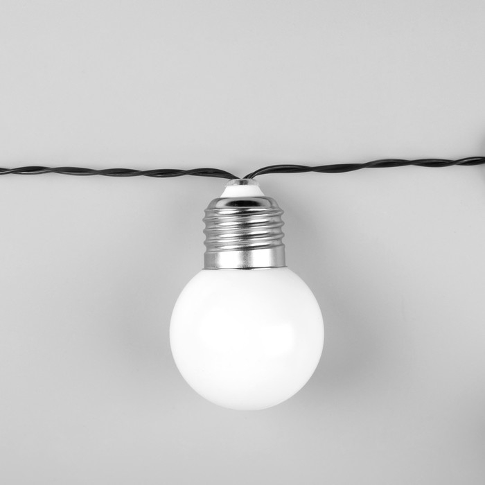 Гирлянда &laquo;Нить&raquo;, 2.7 м, с насадками в виде белых шаров, IP44, 10 LED, 8 режимов, солнечная батарея, тёмная нить, свечение тёплое белое