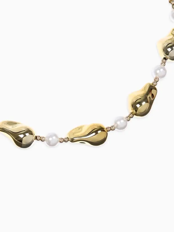 Бусы "Жемчуг Борокко", цвет белый в золоте 40+удл