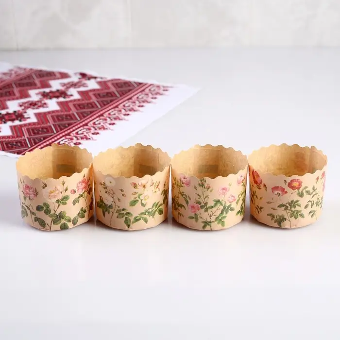 Форма для кулича бумажная &laquo;Розы&raquo;, 6&times;4.5 см, МИКС