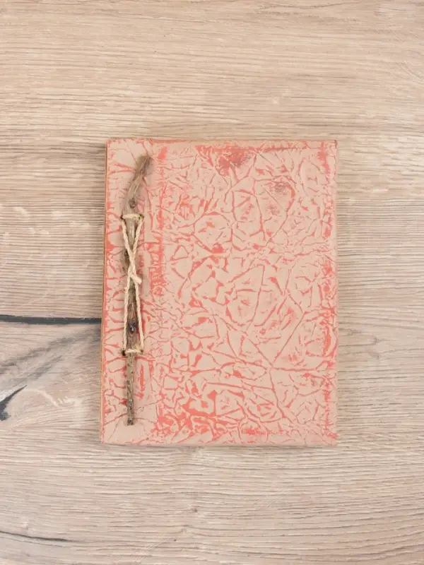 Блокнотик плетеный,48 листов, 14х18х2 см, цв. бежево-красный