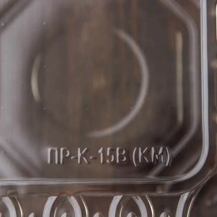 Контейнер одноразовый с неразъёмной крышкой ПР-К-15 В, пластик, квадратный, 250 мл, 15.2&times;8.1 см, прозрачный