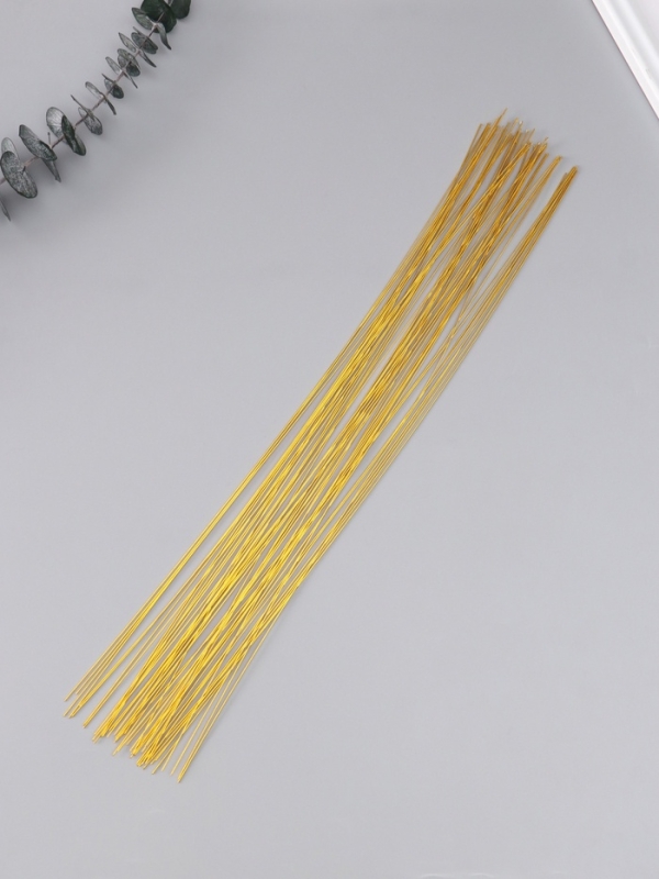 Проволока для изготовления искусственных цветов "Золотая" длина 40 см сечение 0,7 мм набор 50 шт   1