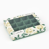 Коробка складная под 12 конфет &laquo;С любовью&raquo;, 14,4 х 18,4 х 3,8 см