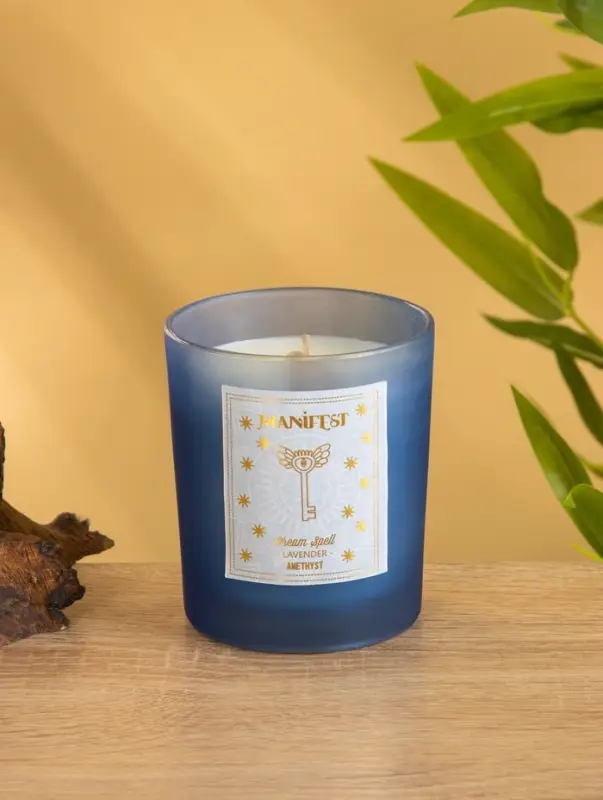 Свеча в стекле с камнем Manifest лаванда 200 гр соевый воск