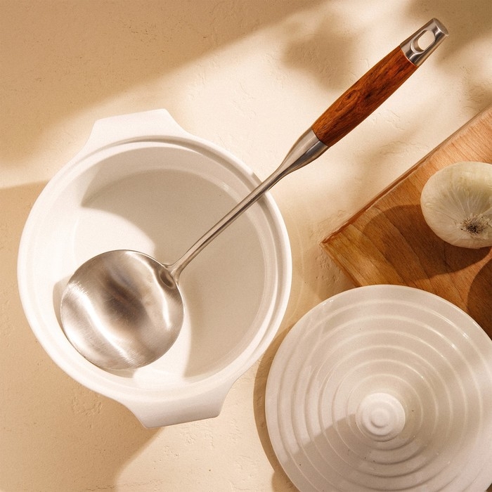 Половник из нержавеющей стали SL Home, &laquo;Рустик&raquo; 38&times;10 см, цвет серебряный