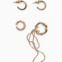 Набор серьги и каффы 4 шт. "Минимализм" водопад, цвет золото