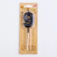 Свеча в торт на шпажке &laquo;&lrm;Грань&raquo;, цифра 9, черная, 5 см