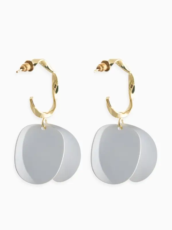 Серьги "Лепесточки на кольце", цвет белый в золоте