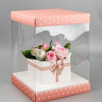 Коробка для цветов с вазой и PVC окнами складная &laquo;Для тебя&raquo;, 23 х 30 х 23 см