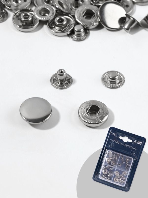 Кнопки S-образные d15мм (наб 10шт цена за наб) нерж сталь чёрный никель TR Кнопки S-образные d15мм (наб 10шт цена за наб) нерж сталь чёрный никель TR