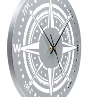 Часы настенные интерьерные &laquo;Компас&raquo;, плавный ход, d-40 см, серебристые