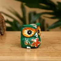 Набор сувенирный "Совята" дерево H 4, 3, 2 см, цв. зелёный