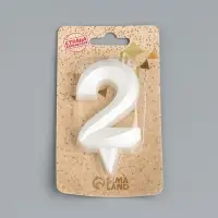 Свеча в торт &laquo;Грань&raquo;, цифра 2, жемчужный, 6.5 см