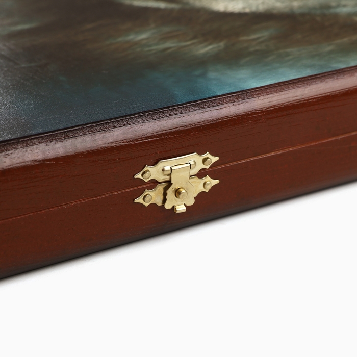 Нарды деревянные большие, настольная игра "Волк", 40 х 40 см, с шашками