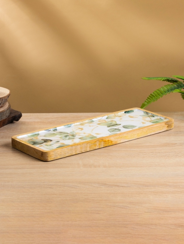 Блюдо прямоугольное "Листья" дерево манго 41х15 см