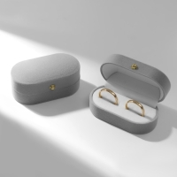 Футляр бархатный под серьги/кольца, &laquo;Овал вытянутый&raquo; 7,5&times;4&times;3, цвет серый, вставка белая