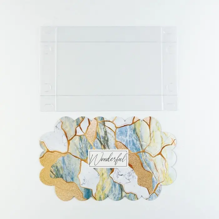 Коробка для печенья, кондитерская упаковка с PVC крышкой, голография, &laquo;Камень&raquo;, 10.5 х 21 х 3 см