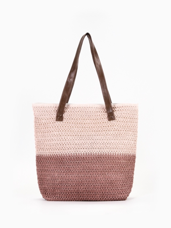 Сумка пляжная Полосы, 45*12*38, отд на молнии, подкладка, пудра/розовый Сумка пляжная Полосы, 45*12*38, отд на молнии, подкладка, пудра/розовый