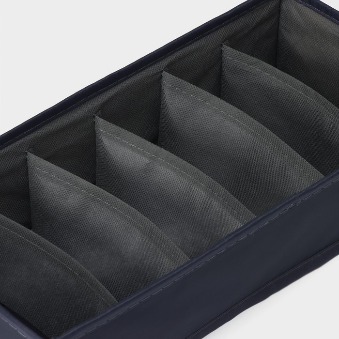 Органайзер для хранения белья LaDо́m, 6 ячеек, 34&times;15&times;10 см, цвет графитовый