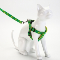 Комплект "Большая лапа", ширина 1,5 см, поводок 120 см, шлейка 28-42 см, жёлто-зелёный Комплект "Большая лапа", ширина 1,5 см, поводок 120 см, шлейка 28-42 см, жёлто-зелёный