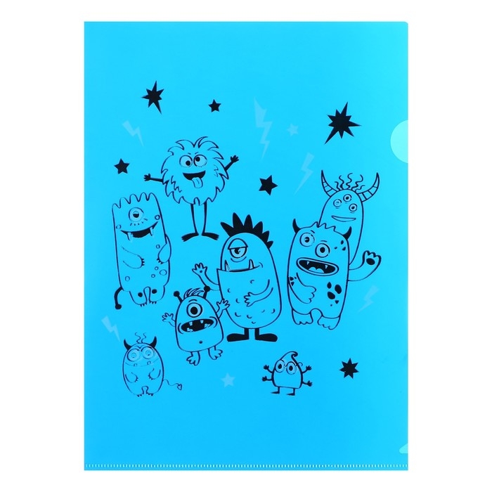 Набор папок-уголков А4, 180 мкм, Calligrata "Монстрики", полупрозрачные, 6 штук, с принтом, микс