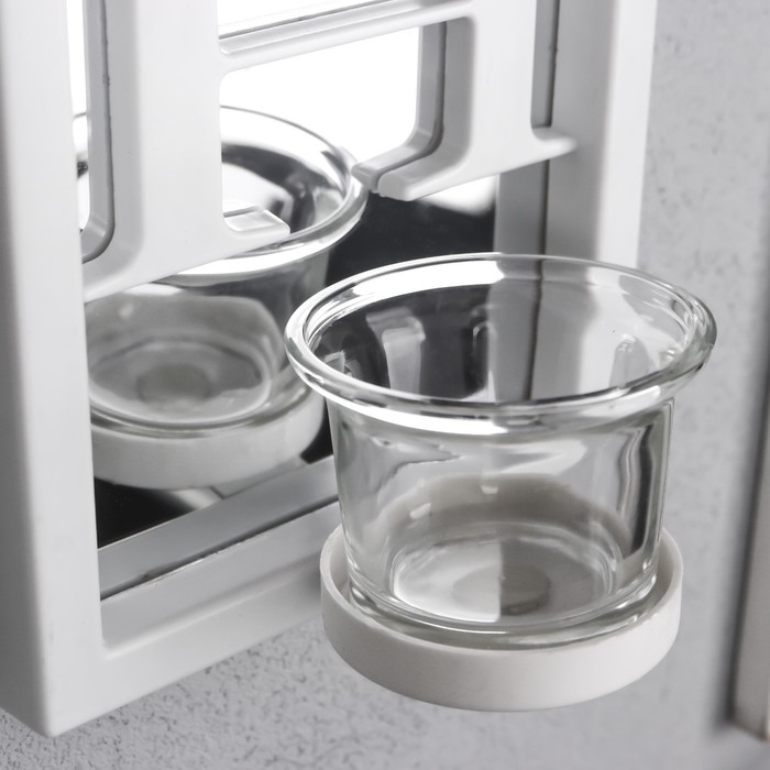 Подсвечник пластик, стекло на 1 свечу Подсвечник пластик, стекло на 1 свечу "Отражение веры" d-4 см белая 8х12х41 см