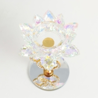 Подсвечник стекло на 1 свечу "Лотос на кольцах" золото d=4,2 см 6,5х6,5х15 см