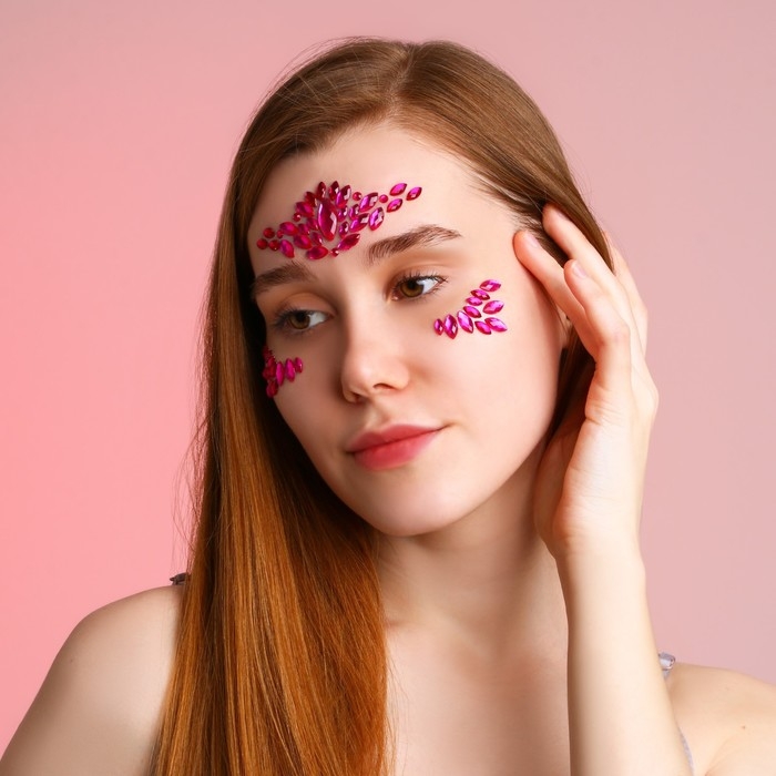 Стразы для лица «Розовые мечты», цвет розовый, BEAUTY FOX Стразы для лица «Розовые мечты», цвет розовый, BEAUTY FOX