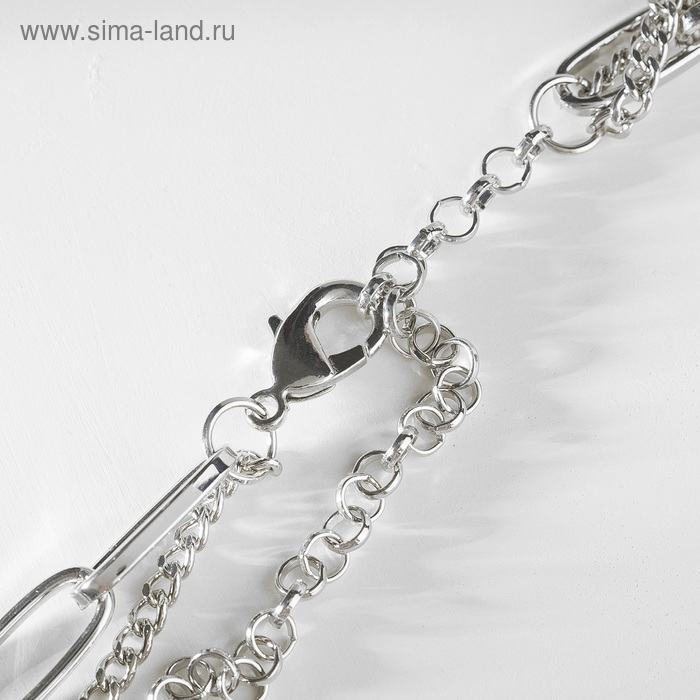 Кулон &laquo;Цепь&raquo; звенья, 2 нити, цвет серебро, 43 см